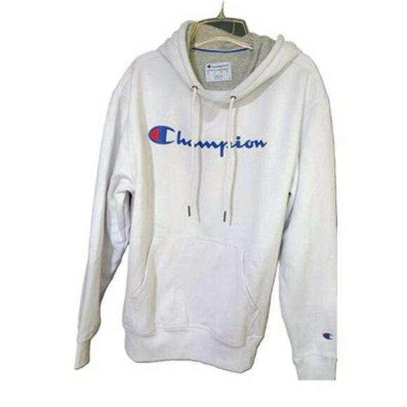 EUC: Champion Medium White Powerblend Script Logo Hoodie - Picture 4 of 4